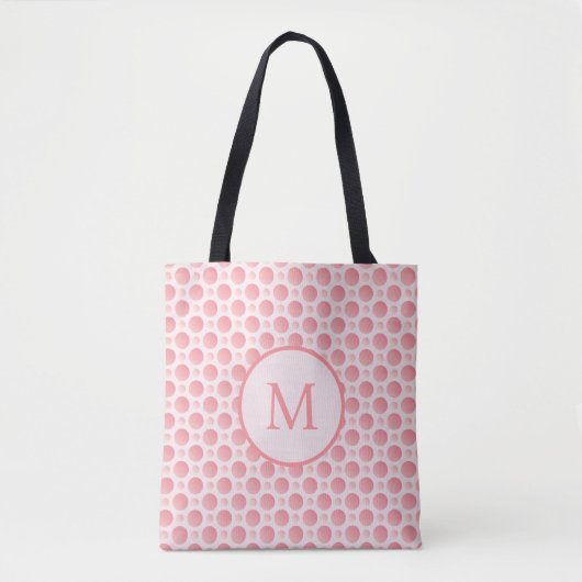 Blush Pink Gradient Polka Dots Monogram Tote Bag (Voorkant)