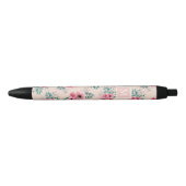 Blush Pink | Grafische Waterverf Floral Monogram Zwarte Inkt Pen (Voorkant)