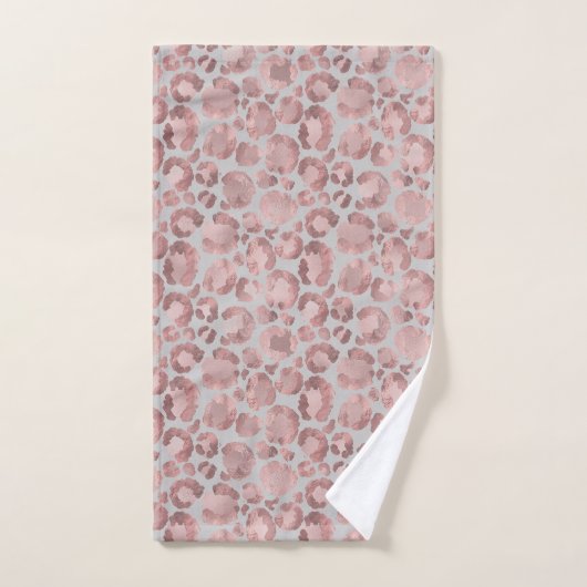 BLUSH PINK GRAY ANIMAAL PRINT BATHROOM TOWEL SET BAD HANDDOEK (Handdoek)