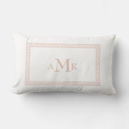 Blush Pink Greek Key Monogrammed Lumbar Pillow Kussen