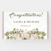 Blush Pink, Green, Elegant Boho Style Wedding Bann Spandoek (Horizontaal)