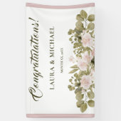 Blush Pink, Green, Elegant Boho Style Wedding Bann Spandoek (Verticaal)
