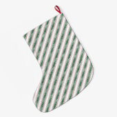 Blush Pink Green Glitter Stripes Christmas   Grote Kerstsok (Achterkant (Hangend))