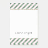 Blush Pink Green Glitter Stripes Christmas   Post-it® Notes (Voorkant)