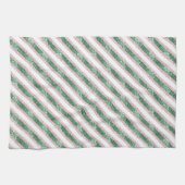 Blush Pink Green Glitter Stripes Christmas   Theedoek (Horizontaal)
