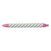 Blush Pink Green Glitter Stripes Christmas   Zwarte Inkt Pen (Voorkant)