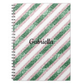 Blush Pink Green Glitter Stripes Notitieboek (Voorkant)