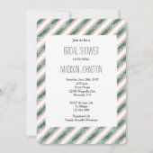 Blush Pink Green Glitzy Glam Stripes Vrijgezellenf Kaart (Voorkant)
