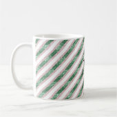 Blush Pink Green Glitzy Glitter Stripes Christmas Koffiemok (Links)