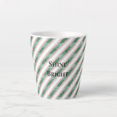 Blush Pink Green Glitzy Glitter Stripes Christmas Latte Mok (Voorkant)