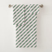 Blush Pink Green Glitzy Stripes Christmas Bad Handdoek (Insitu)