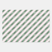 Blush Pink Green Glitzy Stripes Christmas Inpakpapier Vel (Voorkant 3)