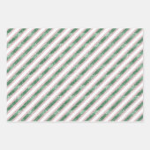 Blush Pink Green Glitzy Stripes Christmas Inpakpapier Vel (Voorkant)
