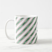 Blush Pink Green Glitzy Stripes Christmas Koffiemok (Links)