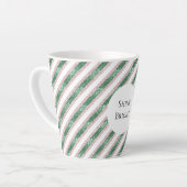 Blush Pink Green Glitzy Stripes Christmas Latte Mok (Linkerhoek)