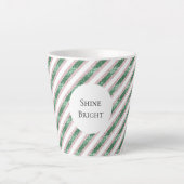 Blush Pink Green Glitzy Stripes Christmas Latte Mok (Voorkant)