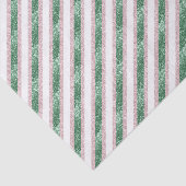 Blush Pink Green Glitzy Stripes Christmas Tissuepapier (Detail)