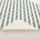 Blush Pink Green Glitzy Stripes Sherpa Deken (3/4)