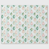 Blush Pink Green Ornaments Christmas Cadeaupapier (Vlak)