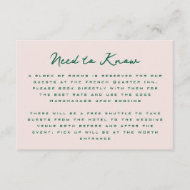 Blush Pink Green Simple Additional Information  Informatiekaartje