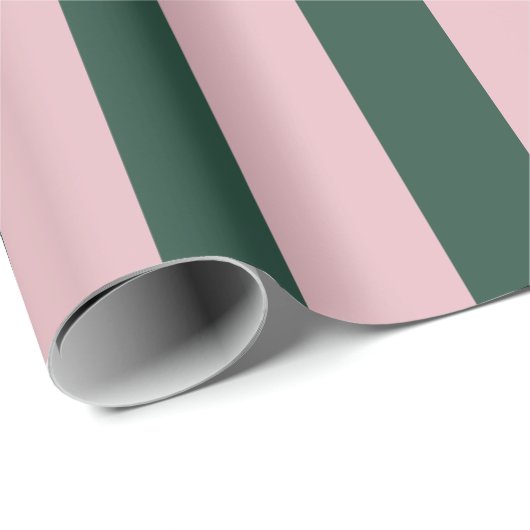 Blush Pink & Green Stripe Cadeaupapier (Rol Hoek)