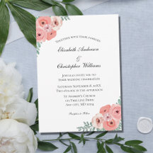 Blush Pink Green Waterverf Floral Elegant Wedding