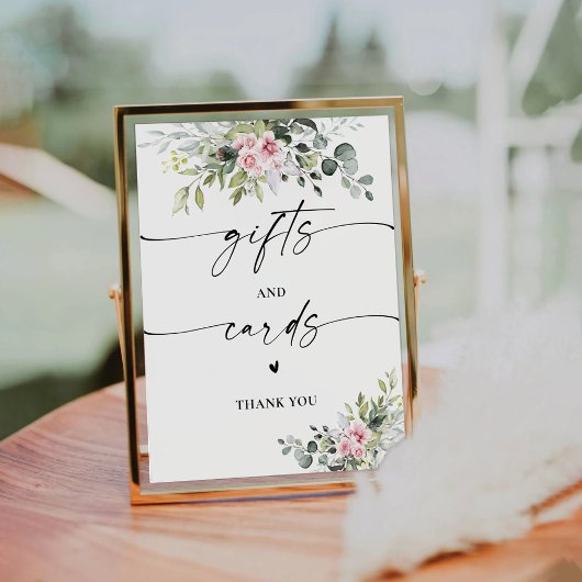 Blush Pink Greenery Cadeaus en Kaarten Sign Reclamebord Met Voetstuk