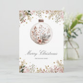 Blush Pink Greenery Christmas Familie Foto Feestdagenkaart (Staand voorkant)