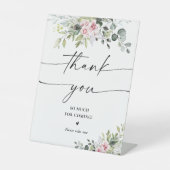 Blush Pink Greenery Dank je teken Reclamebord Met Voetstuk (Voorkant)