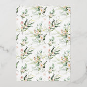 Blush Pink & Greenery Elegant Wedding Gold Folie Uitnodiging (Achterkant)