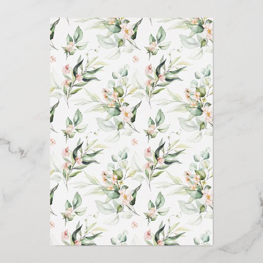 Blush Pink & Greenery Elegant Wedding Gold Folie Uitnodiging (Achterkant)