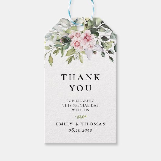 Blush Pink Greenery Gift Label Cadeaulabel (Voorkant)