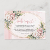 Blush Pink Greenery Glitter Baby Shower Book Cards Informatiekaartje (Voorkant)