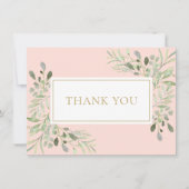 Blush Pink Greenery Heilige Communie Bedankkaart (Voorkant)