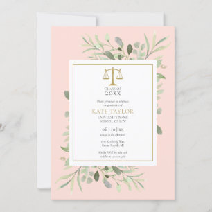 Blush Pink Greenery Law School Afstuderen Foto in Kaart