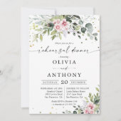 Blush Pink Greenery repetitie diner uitnodiging (Voorkant)