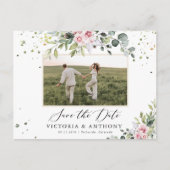 Blush Pink Greenery Save The Date Briefkaart (Voorkant)