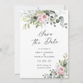Blush Pink Greenery Save the date briefkaart (Voorkant)