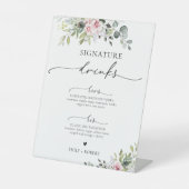 Blush Pink Greenery Signature Drinken Sign Reclamebord Met Voetstuk (Voorkant)
