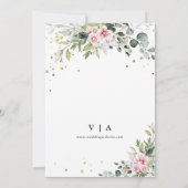 Blush Pink Greenery Sla de datum op met fotokaart Save The Date (Achterkant)