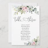 Blush Pink Greenery Tafel Nummer 3 Zitkaart (Voorkant)