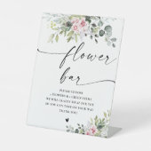 Blush Pink Greenery Vrijgezellenfeest Flower Bar T Reclamebord Met Voetstuk (Voorkant)
