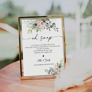 Blush Pink Greenery Vrijgezellenfeest Oh Snap Sign Reclamebord Met Voetstuk