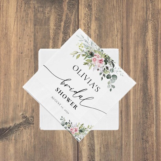 Blush Pink Greenery Vrijgezellenfeest servetten