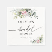 Blush Pink Greenery Vrijgezellenfeest servetten (Voorkant)