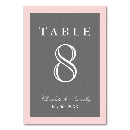 Blush Pink & Grey Elegant Kaart (Achterkant)