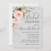 Blush Pink & Grey Floral Bouquet Vrijgezellenfeest Kaart (Voorkant)