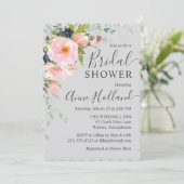 Blush Pink & Grey Floral Bouquet Vrijgezellenfeest Kaart (Staand voorkant)