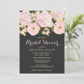 Blush Pink & Grey Floral Vrijgezellenfeest Uitnodi Kaart (Staand voorkant)