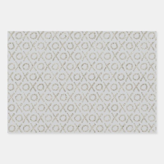 Blush Pink Grey Glitzy Silver XOXO Inpakpapier Vel (Voorkant 3)